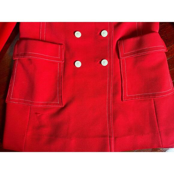 Vintage 60s Betty Rose ILGWU Red White Light Coat Mod Jacket Small Medium Retro - Picture 3 of 9
